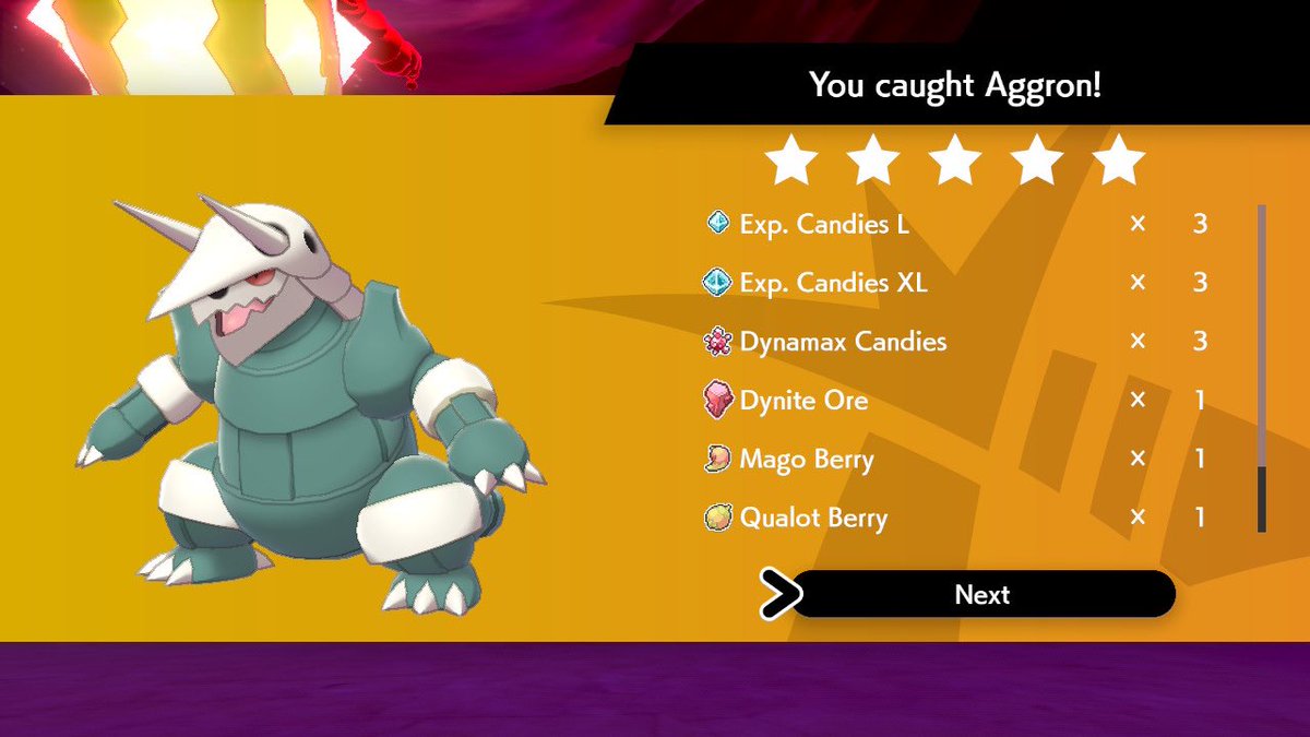 KyroTrexx's tweet photo. #shinyden hunting before Scarlet &amp; Violet. First Shiny Aggron raid let’s go #PokemonSwordShield #shinyhunt #ShinyPokemon #pokemon https://t.co/fzJVrQHYNi