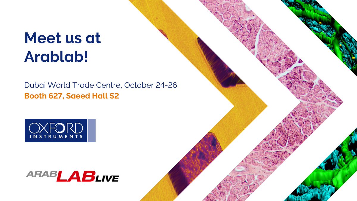 OxInst's tweet image. From October 24 to 26, we will be at #ArabLab2022 in Dubai! 🎉

Visit our booth and talk to our experts about #MaterialAnalysis, #Etching &amp;amp; #Deposition, #QuantumTechnology and more! 🔬💡
Our colleagues are excited to meet you.

More information: okt.to/943nEs
@Arablab