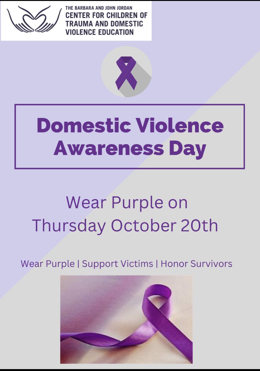 JordanCenterCU's tweet image. Wear purple for Domestic Violence Awareness Day on Thursday October 20th and tag @JordanCenterCU on social media!