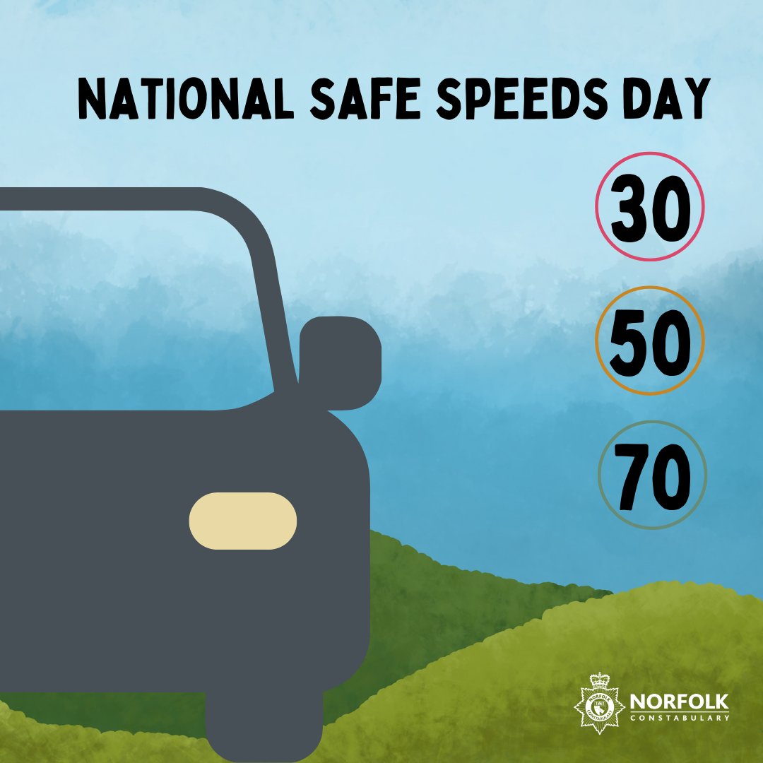 Today is National Safe Speeds Day, where officers will be out focusing people's minds on what they should do every day: keep to the speed limits and help ensure we don’t have any fatalities on our roads. #NationalSafeSpeedsDay