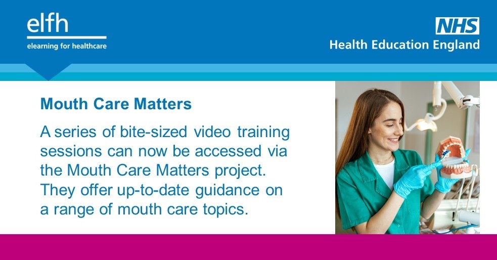 Healthcare staff can access up-to-date guidance on a range of mouth care topics, including:  

☑️ Oral and general health  
☑️ Brushing teeth  
☑️ Denture care  
☑️ Dry mouth  
☑️ Managing resistance to mouth care  
☑️ Mouth care at the end of life 

▶️ orlo.uk/QgtkJ