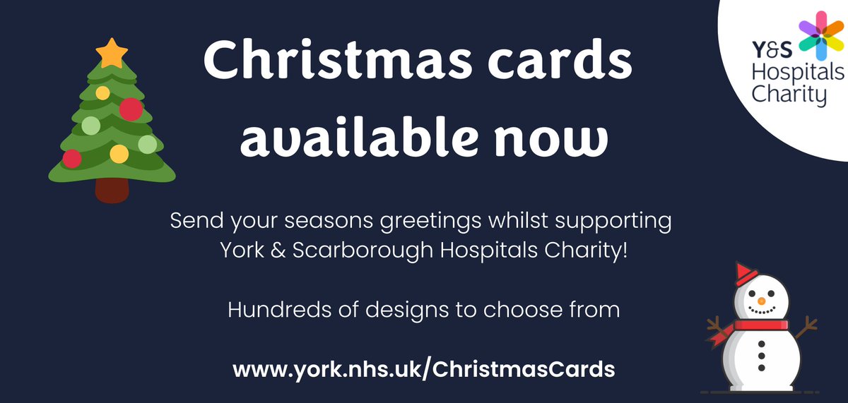 Charity Christmas Cards are available now! Each pack purchased will help support York and Scarborough Hospitals Charity. With hundreds of designs to choose from, 'yule' be able to find that perfect card this Christmas. Order today at york.nhs.uk/ChristmasCards