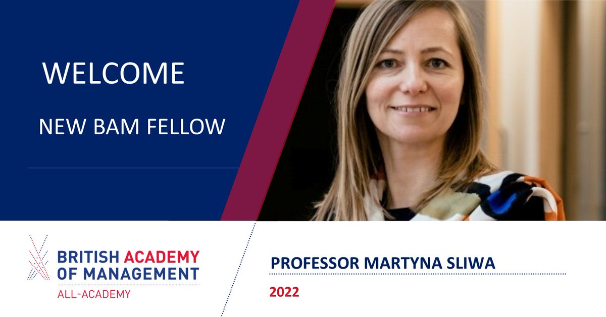 We welcome @Martyna_Sliwa to the BAM College of Fellows! BAM Fellows are scholars who've made an outstanding Academic contribution to Business & Mgmt scholarship & significant contribution to the community of scholars in the field and within BAM. lnkd.in/eV_JF-hX