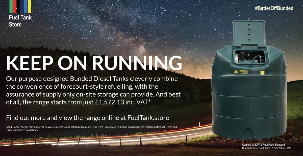 Because nobody knows what the future holds, we've got a great range of Bunded Diesel Storage Tanks, combining forecourt style refuelling convenience with the assurance of supply only on-site storage provides. View the range at fueltank.store/tanks/diesel-o… #BetterOffBunded