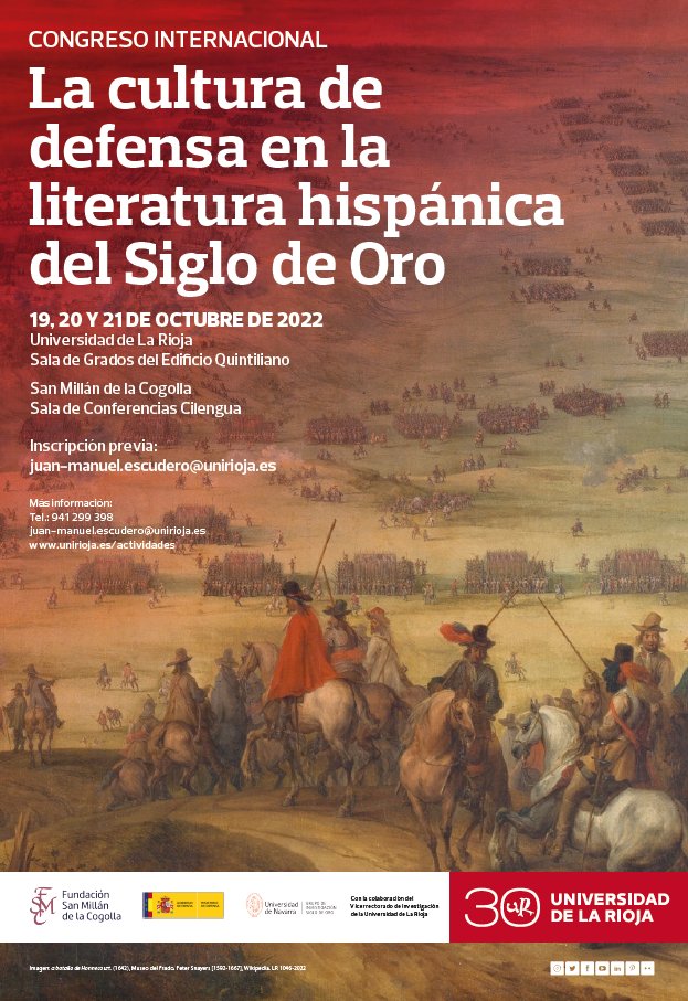 La coordinadora de la Fundación San Millán participa en la apertura del «Congreso internacional: La cultura de defensa en la literatura hispánica del Siglo de Oro», en <a href="/unirioja/">Universidad de La Rioja</a>.

Mañana la jornada tendrá lugar en <a href="/cilengua/">Cilengua</a>.

#SanMillándelaCogolla

Info: bit.ly/3Mm5Qse