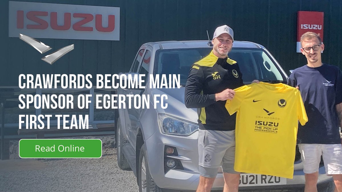 We have put our best foot forward in the world of non-league football, with our Kent branch becoming proud main sponsor of Egerton Football Club.

rwcrawford.co.uk/crawfords-beco…

#sponsorship #football #isuzu #isuzutrucks #isuzudmax #agriculture #agricultureandfarming <a href="/Isuzuuk/">Isuzu UK</a>