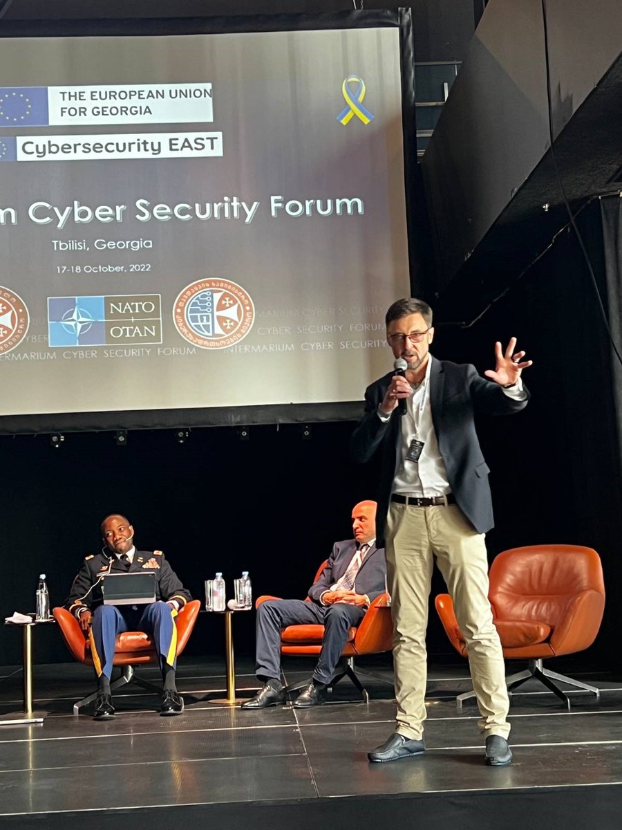 States could strengthen their cyber security by support of international body such as Regional Cyber Defence Centre (part of @cert_lt). But at first it must be created by states themselves – said COL Petkevicius at Cyber security Forum in #Tbilisi organized by #NATO #EU @ModGovGe