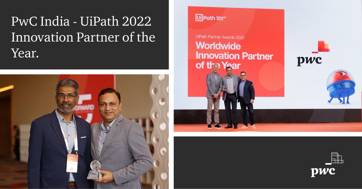 We’re thrilled to announce that we’ve been recognised as a @UiPath 2022 Innovation Partner of the Year! Read more here: pwc.to/3yO94zg #automation #UiPathFORWARD5