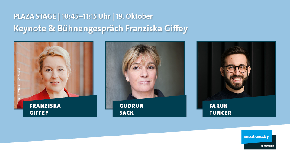 Auf der Plaza Stage wird gleich die Regierende Bürgermeisterin von Berlin, <a href="/FranziskaGiffey/">Franziska Giffey</a> eine Keynote halten und sich anschließend mit Gudrun Sack von <a href="/B_TXL/">Berlin TXL</a> und <a href="/FarukTncr/">Faruk Tuncer</a> von <a href="/Polyteia/">Polyteia</a> zum Gespräch treffen. ⏰ 10:45 #SCCON22 <a href="/RegBerlin/">Senatskanzlei Berlin</a>