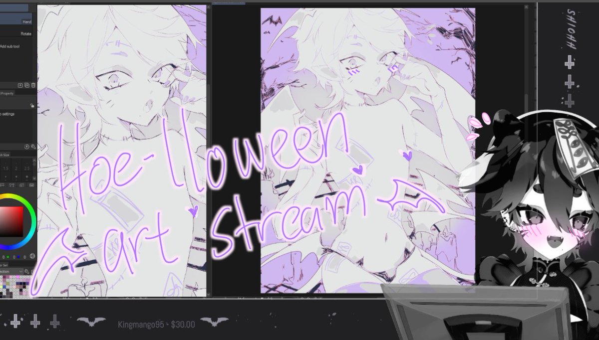 🖤💜DRAWSTREAM ON💜🖤

🦇What are we doing?🦇
✦ We're in our hoe arc, so let's put Byakk in a Hoe-lloween outfit 😳😳
✦ My streams are always 18+ but please keep it tasteful lmaooo

✦ Twitch: https://t.co/e9X7ZgxRfg 