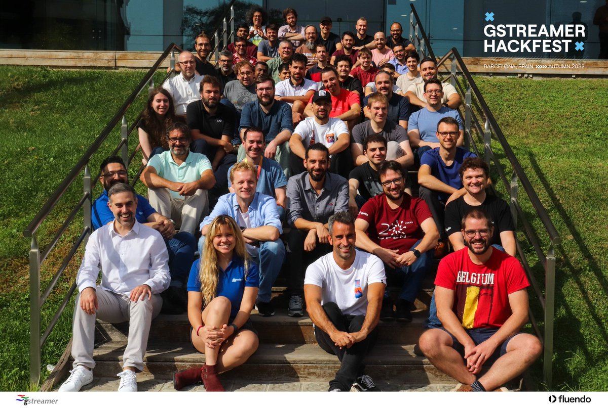 Fluendo's tweet photo. Hands up to this unbelievable and talented group of people who came to Barcelona to be with us at our @GStreamer Hackfest! 🔥 More than 40 participants united by the code. What an incredible feeling!  A big ovation to all of you for making this happen. See you at the next one! ✨ https://t.co/0MY5C9dEPS