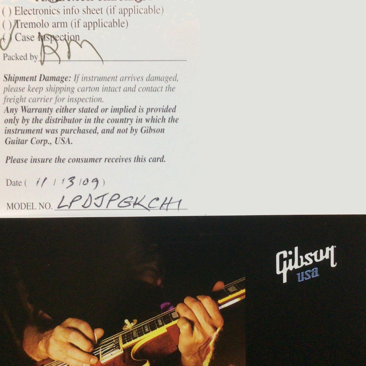 ruki_bear's tweet image. 長年のナゾだった自分のレスポールの
モデルナンバーが解明しました。😆

LPDJPGKCH1

LP←Les Paul
D←Double Cut
J←Japan Limited
P←P-90
G←Gold Top
K←Side Back Black
CH1←Chrome Parts

多分こうです⁉

#Gibson #LesPaul #ModelNumber