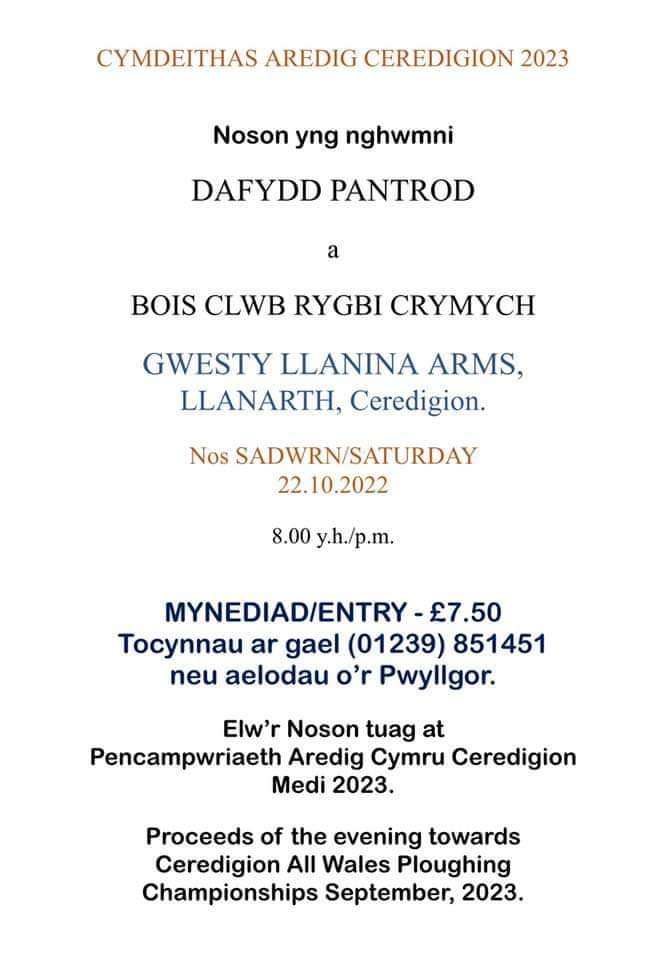 DAFYDD DAVIES (@dafyddpantrod) on Twitter photo Nos sadwrn yma gyda <a href="/CefinVaughan/">Cefin Vaughan ๐ด๓ ง๓ ข๓ ท๓ ฌ๓ ณ๓ ฟ</a> , <a href="/DafyddVaughan1/">Dafydd Vaughan ๐ด๓ ง๓ ข๓ ท๓ ฌ๓ ณ๓ ฟ</a>  a cor <a href="/RygbiCrymych/">Clwb Rygbi Crymych</a> . Dewch yn llu Nos sadwrn yma gyda <a href="/CefinVaughan/">Cefin Vaughan ๐ด๓ ง๓ ข๓ ท๓ ฌ๓ ณ๓ ฟ</a> , <a href="/DafyddVaughan1/">Dafydd Vaughan ๐ด๓ ง๓ ข๓ ท๓ ฌ๓ ณ๓ ฟ</a>  a cor <a href="/RygbiCrymych/">Clwb Rygbi Crymych</a> . Dewch yn llu