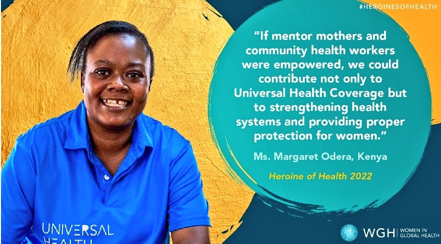 Congratulations @OsieloOdera for being a champion for inspiring over 1000 fellow CHWs to train as advocates and for advocating for their rights to compensation and respect within the healthcare system. #HeroinesOfHealth2022 #CHW