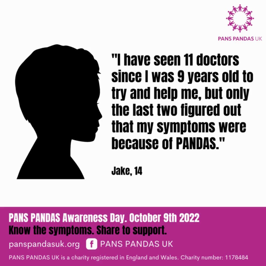 Know the symptoms. No one should have to see 11 doctors before reaching a diagnosis of #Pandas @NHSuk @EveryDoctorUK @rcgp @rcpsych @CAMHSNetwork @CAMHSNews @NELFT_EWMHS #Medtwitter #PansPandasHour @PandasPans