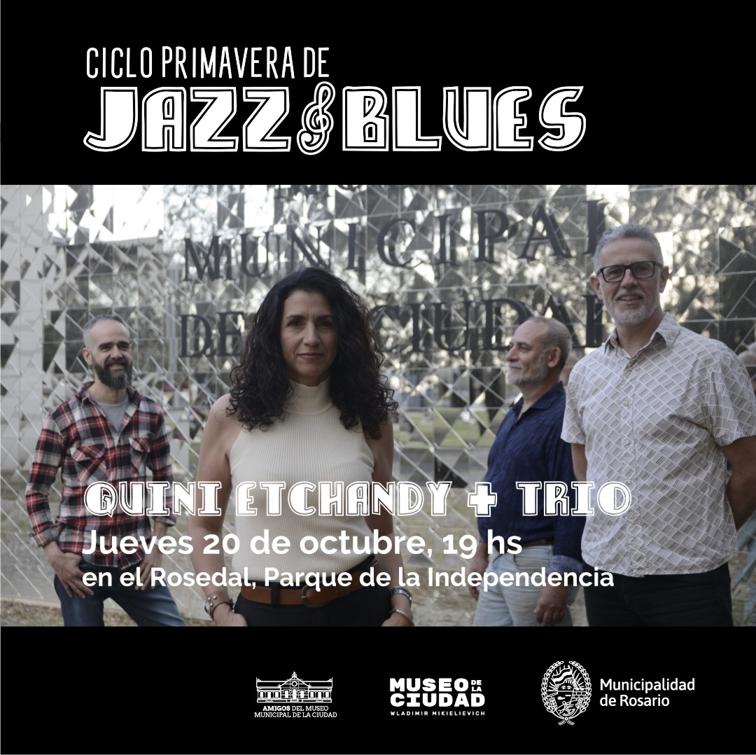 👉Quini Etchandy + Trío, se presentará en el  Rosedal ofreciendo versiones de standard de jazz, blues y bossa nova. 

🗓️ Este jueves 20/10 a las 19 h

✒️ bit.ly/3ME2EZ5