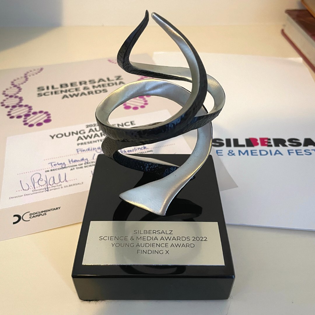 TobyHendy's tweet photo. Finding X has won some awards! This trophy arrived in the mail today from @silbersalzhalle. Grateful to the festivals which have included and recognised the video 😌 https://t.co/mbBw6H9q6l