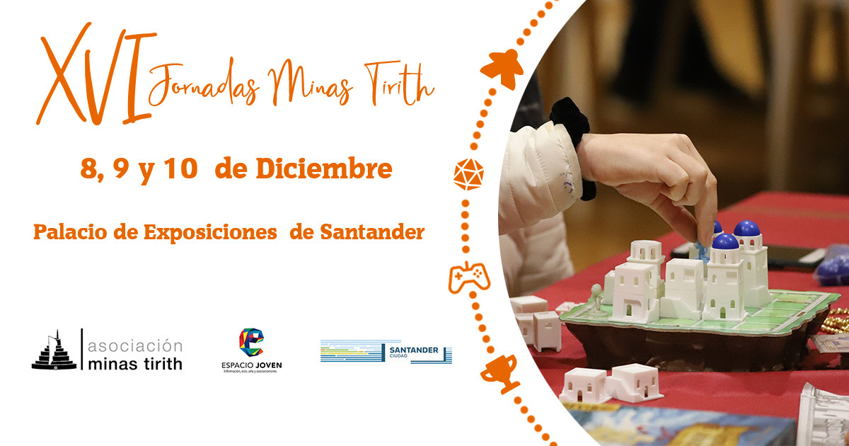 Jornadas_MT's tweet photo. ¡Al fin podemos anunciarlo! Vuelven las Jornadas Minas Tirith en su decimosexta edición. El 8, 9 y 10 de Diciembre tienes una cita en el Palacio de Exposiciones, donde podrás disfrutar de nuestra ludoteca libre, torneos, prototipos y mucho más. ¿A quienes veremos por ahí? https://t.co/KhdeDUJtb8