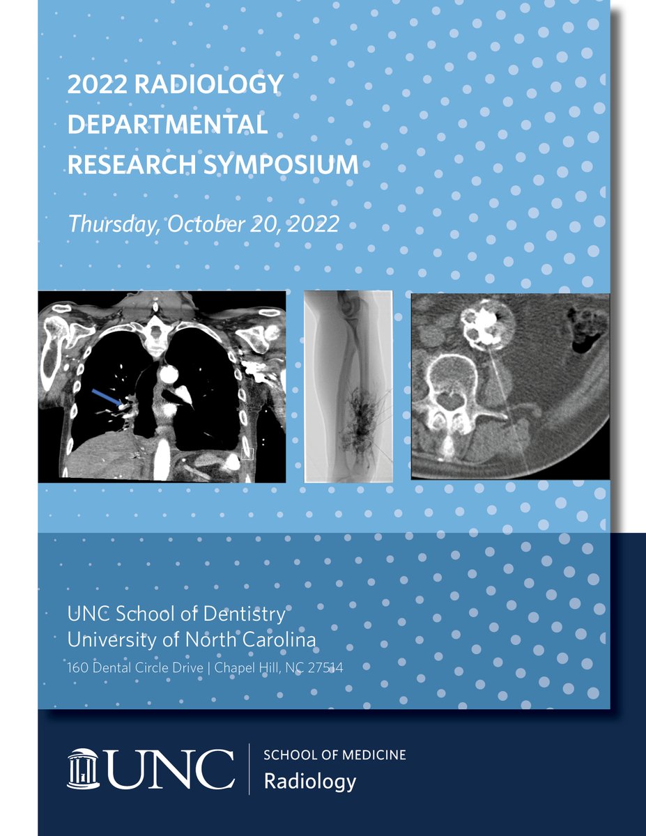 Don't forget, tomorrow is our 2022 Research Day Symposium held at the UNC School of Dentistry, ground floor! Come out to see some awesome oral and poster presentations and listen to some thoughtful keynote speakers. We can't wait to see you there!!! #research #radiologyresearch