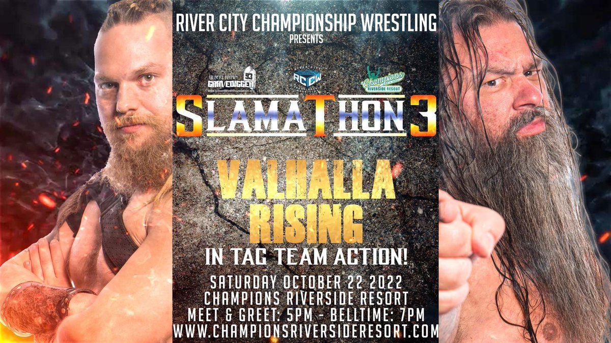 RiverCityCW's tweet photo. 📣📣 MATCH ANNOUNCEMENT 📣📣

Four Teams collide THIS SATURDAY with the RCCW Tag Team titles on the line!

Get your tickets to RCCW: Gravedigger Slamathon: Featuring "The Nature Boy" Ric Flair NOW! All proceeds for the Mongo McMichael Scholarship Fund.
https://t.co/WDKzxpneXm https://t.co/31pXj3k5l5