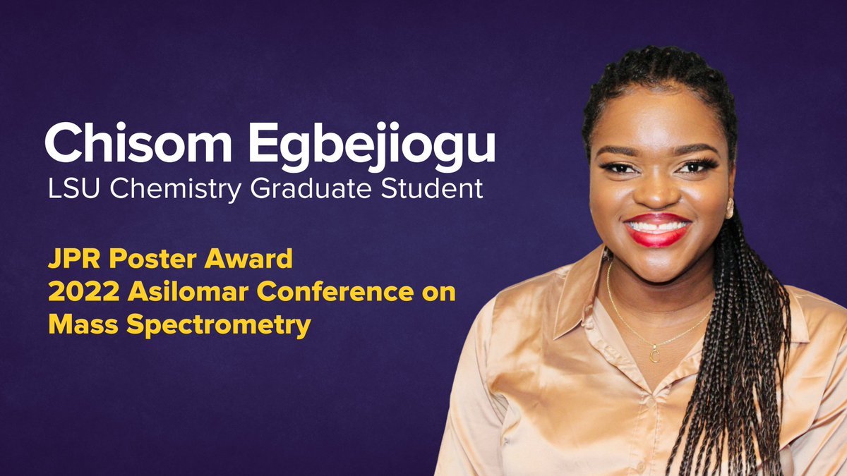 LSU_Chemistry's tweet photo. #LSUChemistry graduate student Chisom Egbejiogu from the @kermitmurray research group received a JPR-sponsored poster award at #ASMSAsilomar 2022. Way to Geaux, Chisom! https://t.co/nFS5eKALdA
