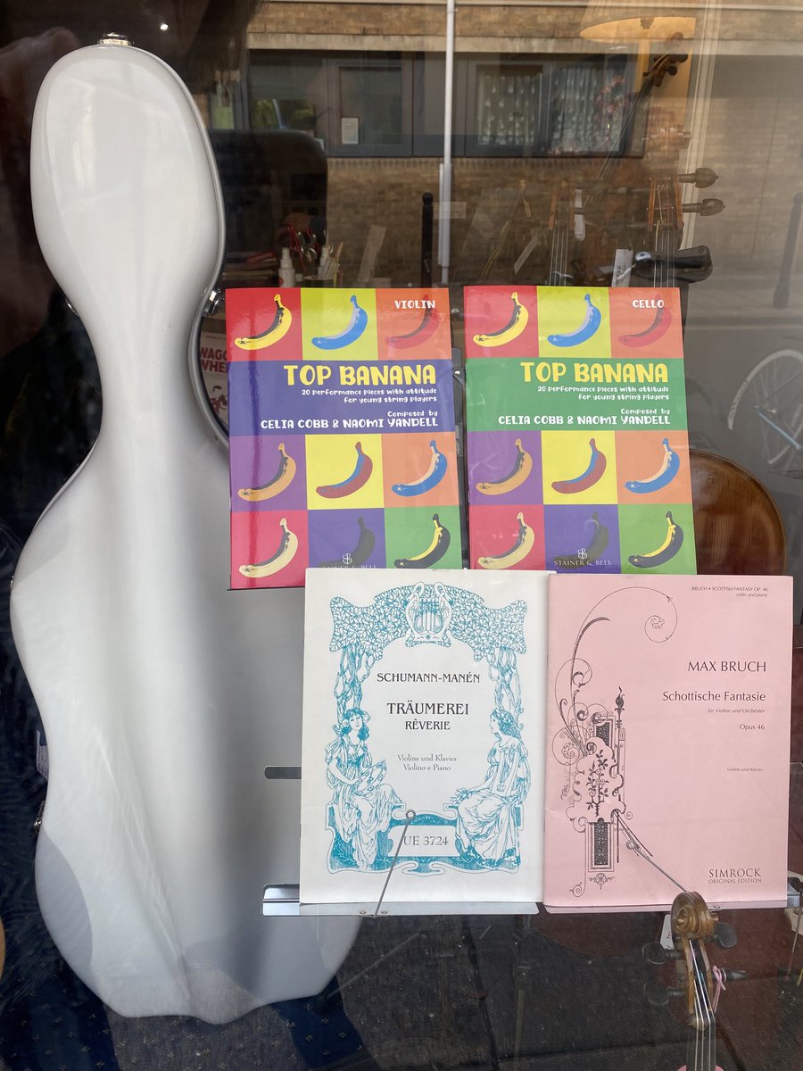 Spotting something familiar in the window at Cambridge Strings ⁦@stainerandbell⁩ #new #publication #violin #viola #cello