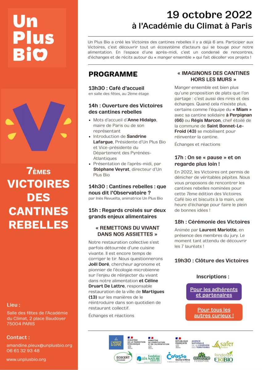 Annecy, Nantes, La Dombes, Mouans-Sartoux, Bordeaux, Lyon... Nous sommes de nombreux élu.e.s en charge de l'alimentation présent.e.s aujourd'hui à la remise des Victoires des Cantines Rebelles !
<a href="/UnPlusBio/">Un Plus Bio</a> <a href="/AUnplusbio/">Association Unplusbio</a>