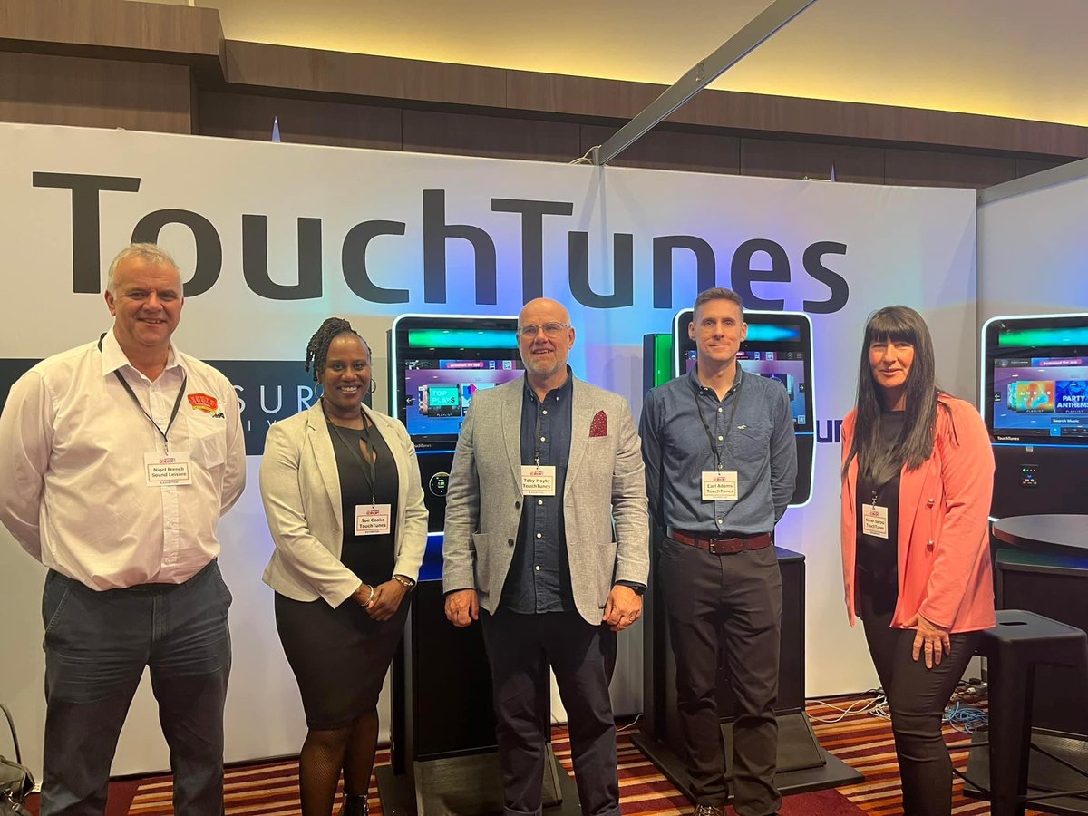 All present and correct! The <a href="/SoundnetMusic/">Soundnet</a>/<a href="/TouchTunes/">TouchTunes</a> team and Nigel French from <a href="/SoundLeisure/">Sound Leisure Ltd</a> at #ACOS today 🎶