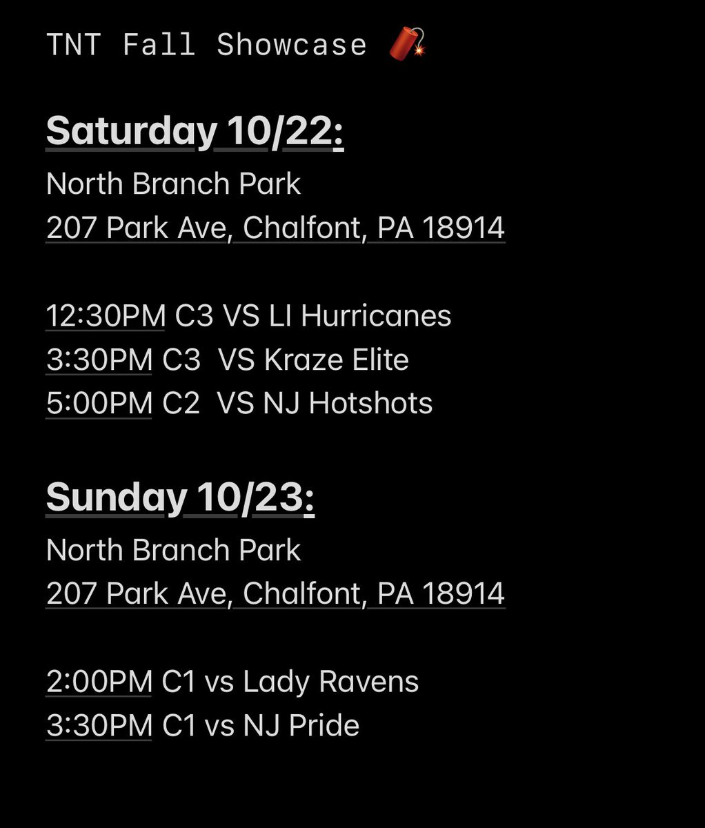 kadyolsen2025's tweet photo. My schedule for the TNT Showcase this weekend! #gonightmare 💜
@Salz2326 @a_tiumalu @frantroyan @CoachStinner @caseydickson717 @GoCoacher @Coach_Doria @CoachJenSteele @CoachBellisari @CoachKvilhaug @bridgetorchard @Penn_Softball @CoachWhitSB https://t.co/LIfqND3CyQ