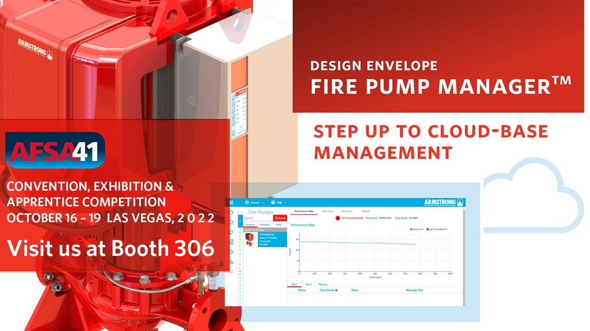 ArmstrongFT's tweet photo. Fire Pump Manager is a cloud-connected service that records pump test results and creates automated reports. If you're at #AFSA41 stop in at booth 306 to learn more about Design Envelope Fire pumps and our new Fire Pump Manager. https://t.co/RmFXOC8N4O https://t.co/ILhhEe17oh
