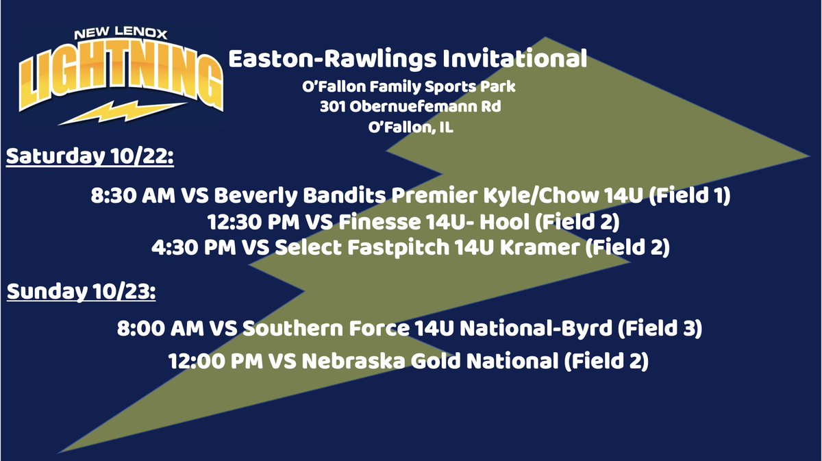 NLLightning_JS's tweet photo. Couldn't ask for better competition this weekend 👀🥎

Come check us out at the Easton-Rawlings Invitational in O'Fallon Illinois ⚡️⚡️ https://t.co/au1ZaLjdG5