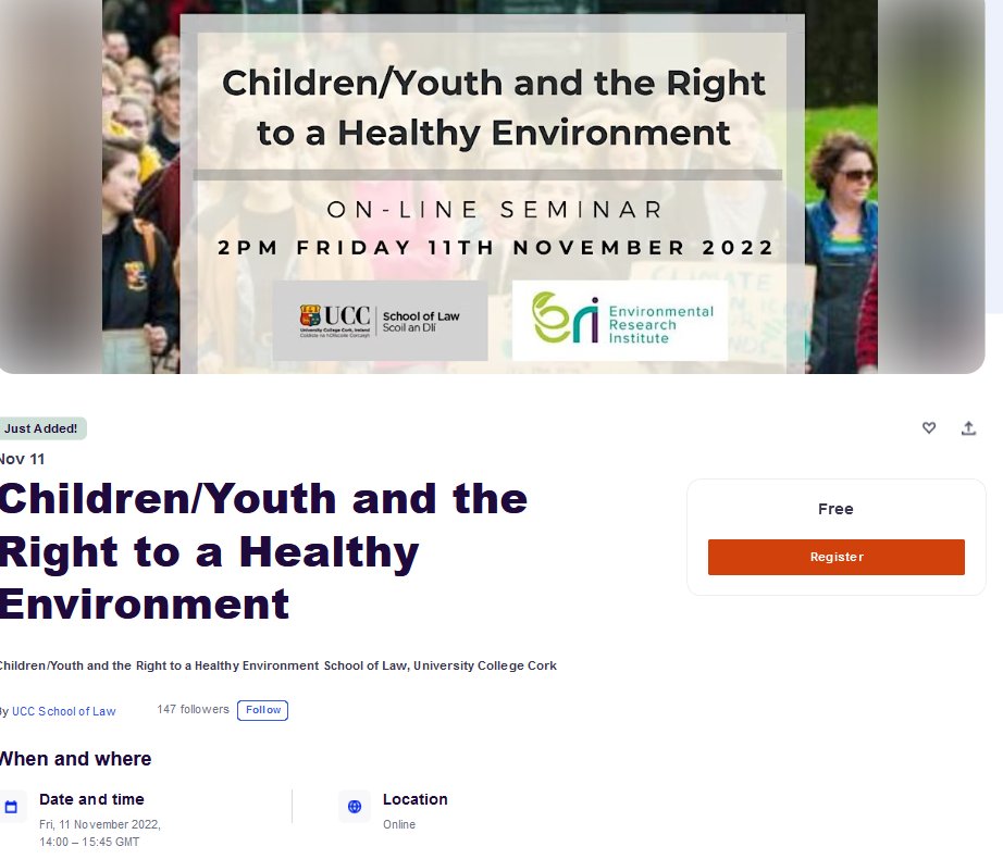 SO excited to bring together this amazing group to speak about Children/Youth+ Right to a Healthy Environment- coincides with #COP27! Incl @commentator01, @toniatigre, @A_lee_see_ahh, @alyietweets - join us 11th Nov 2pm online! #childrights #environment eventbrite.ie/e/childrenyout…