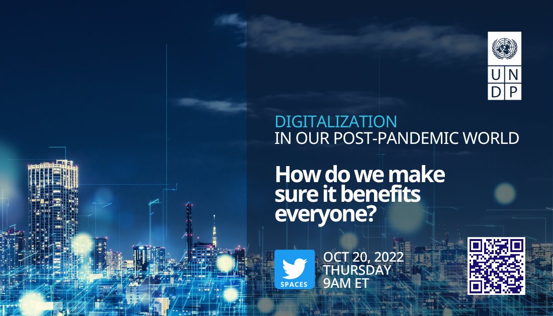 How do we make sure that digitalization benefits everyone? Especially, when there are real risks to human rights and privacy?

For answers to these questions, join <a href="/UNDPDigital/">UNDP Digital, AI and Innovation Hub</a> + <a href="/UNDPAccLabs/">UNDP Accelerator Labs</a> for an insightful TW Spaces convo tomorrow 9AM ET ➡️ go.undp.org/tnG2