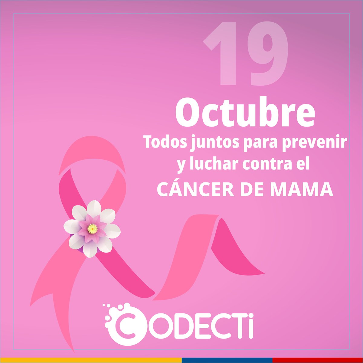 CodectiCol's tweet photo. 19 de octubre, Día internacional de la lucha contra el cáncer de mama.
Todos juntos podemos lograrlo.
#CancerMama #CODECTI #LuchaContraElCáncer #CTeI https://t.co/8YLfLguIMf