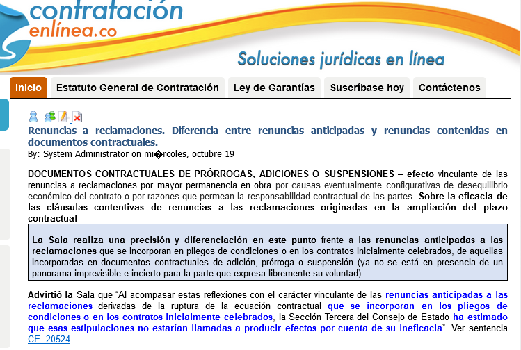 contrataenlinea's tweet photo. ⏩EQUILIBRIO ECONÓMICO/RENUNCIAS DEL CONTRATISTA. Consejo de Estado precisa DIFERENCIA: 1. Renuncias ANTICIPADAS en pliegos de condiciones y contratos. 2 Renuncias en documentos contractuales PRÓRROGAS, ADICIONES, SUSPENSIÓN (NO es imprevisible e incierto) https://t.co/v8khfmvNru https://t.co/j5zmzSJ9oR