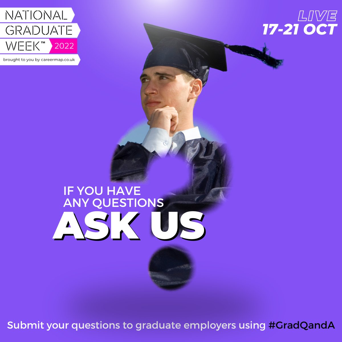 CareermapNews's tweet photo. There's still time to ask your questions about anything and everything graduate-related. Just use #GradQandA and we'll put your question to fantastic employers during the rest of National Graduate Week! #NGW2022 https://t.co/cPtDoMZwPL