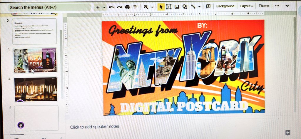 lovelandtech's tweet image. NMS students learned how to make interactive digital postcards from #GoogleAppliedDigitalSkills with hyperlinks of information about desired vacation places. @NeptuneSchools @SNishTech #DigitalArtClass #GoogleAppliedDigitalSkills #futuregraphicdesigners