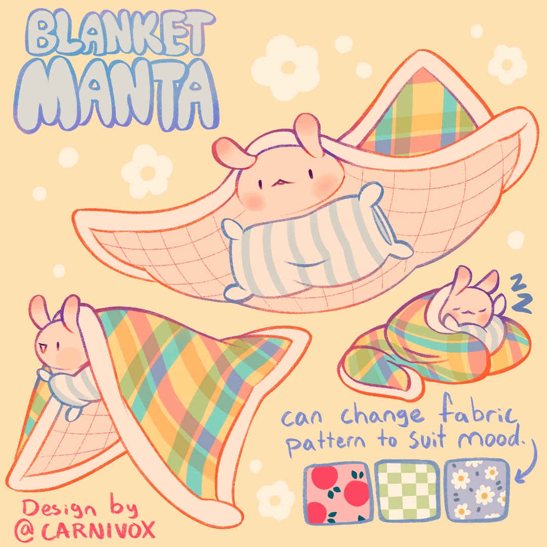 CarnivoxArt's tweet photo. PLUSH BLANKET MANTA UPDATE! 🎊✨
I’m thrilled to announce that the production of the plush is underway! It’s in the prototyping stage and I’m working with @CreepCatToyCo to tweak it to perfection. 
We hope to share pics soon, but in the meantime thanks for the love &amp; patience! https://t.co/yf4jgjfzew