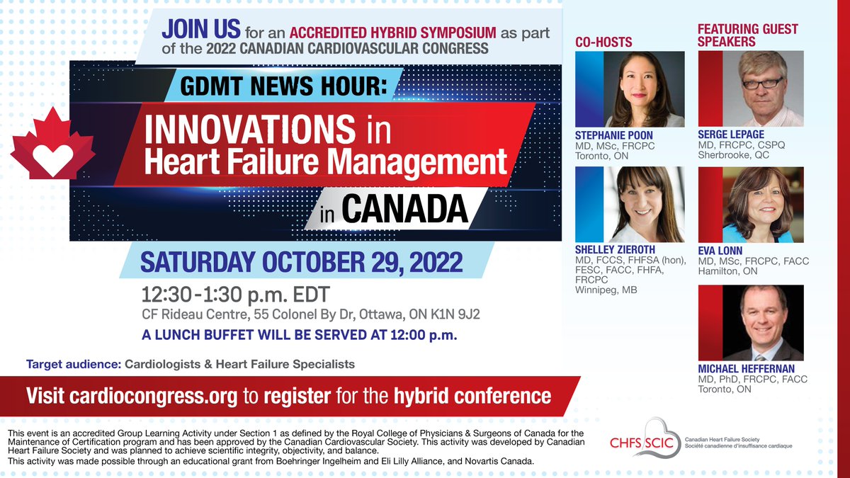 Join us for Innovations in Heart Failure Management at CCC 2022! See the initiatives colleagues from across Canada have implemented to optimize GDMT. Visit cardiocongress.ca to register. @ShelleyZieroth @CanHFSociety #CCC2022 #CardioTwitter #CardioEd #HeartFailure
