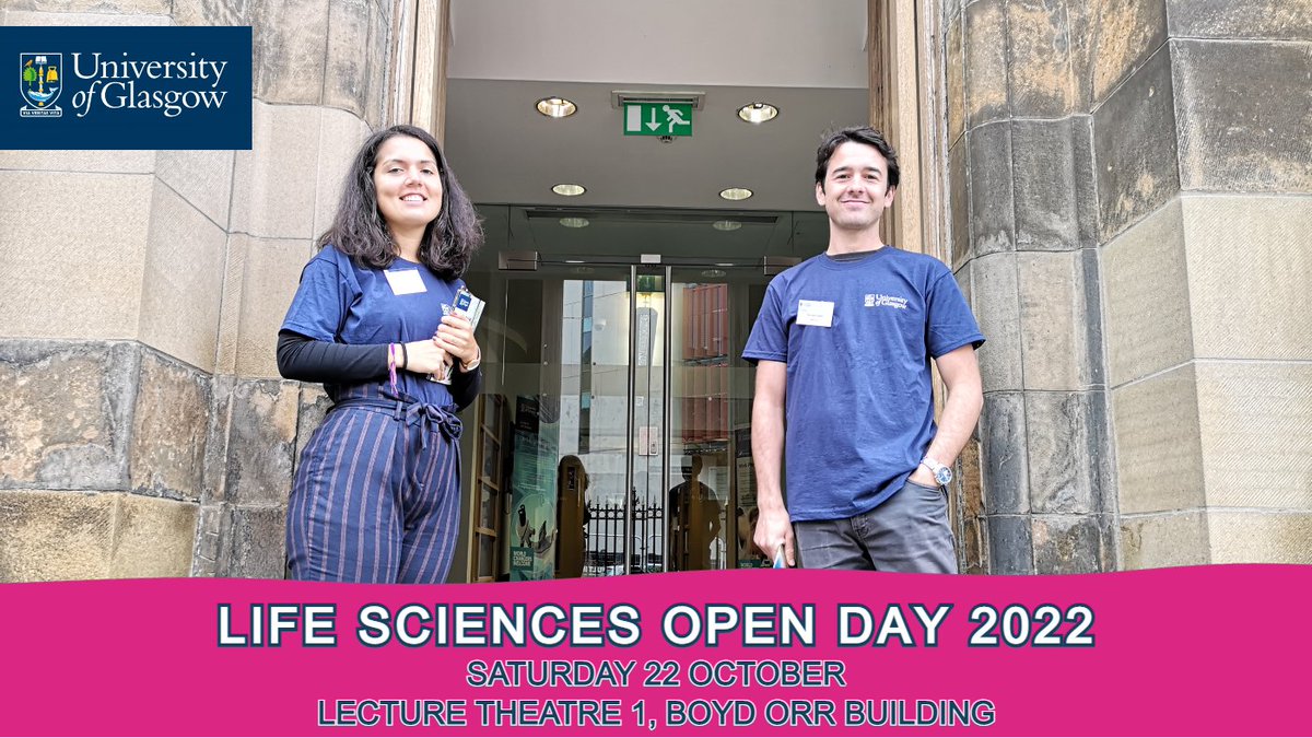 🏰 | OPEN DAY | Join us in the Boyd Orr and Bower buildings this Sat, 22 Oct, for an opportunity to find out more about studying one of our exciting Life Sciences degrees at <a href="/UofGlasgow/">University of Glasgow</a>.

🖱️ Learn more about LifeSci:  gla.ac.uk/colleges/mvls/…

✍️ Register: gla.ac.uk/explore/visit/…
