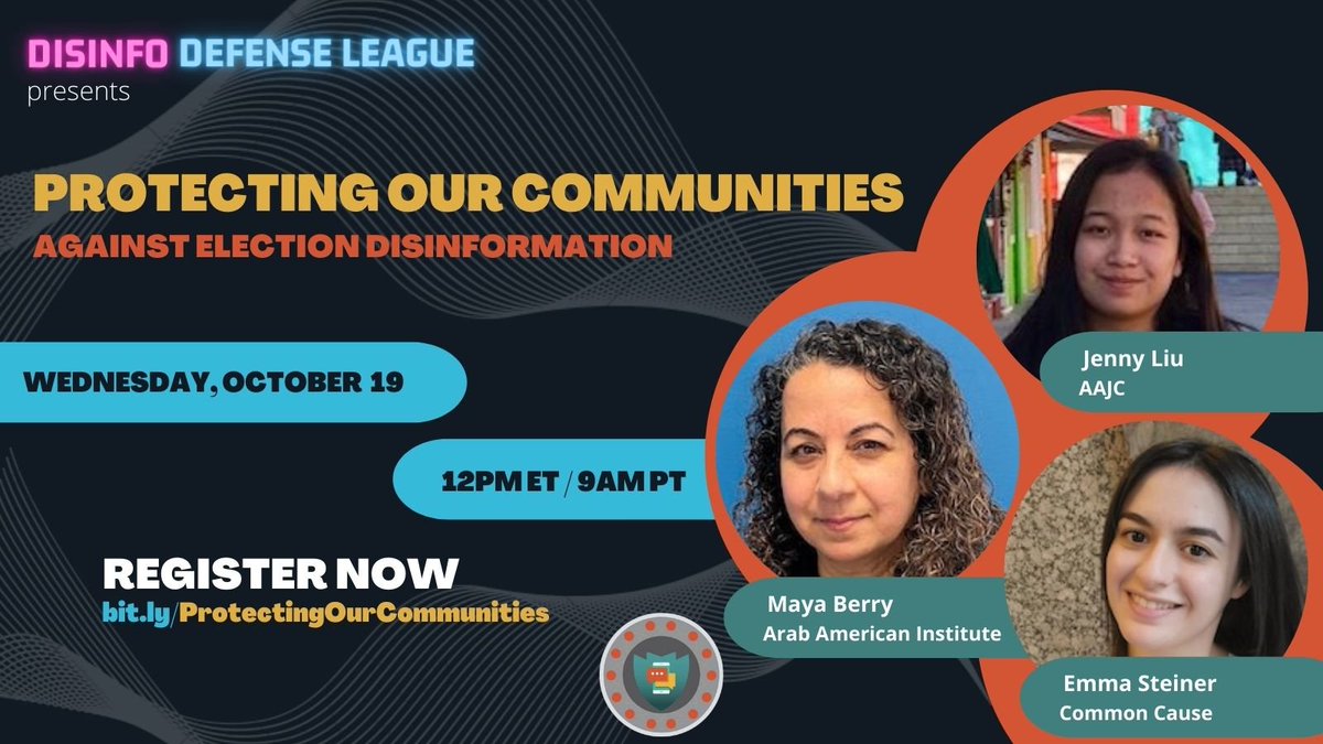 Join AAI Executive Director @iMayaBerry TODAY at 12pm ET for a conversation with Disinfo Defense League, @AAAJ_AAJC, and @CommonCause on protecting our communities against election disinformation.