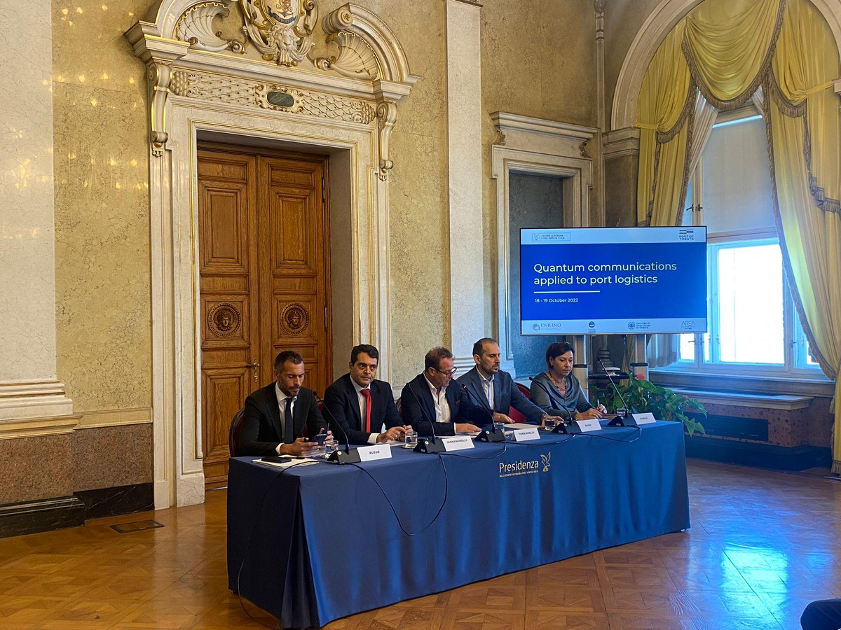 TelsyGruppoTIM's tweet photo. @AIannamorelli di #Telsy ha contribuito al Workshop “Quantum Communications Applied to Port Logistics” di Trieste sulle sfide della #quantum #security con Alessandra Ramani, #Friulia, Davide Corbelletto, @intesasanpaolo, Ivano Russo, @RAM_Spa e Prof. Angelo Bassi, @UniTrieste. https://t.co/A9N68Uqfuj