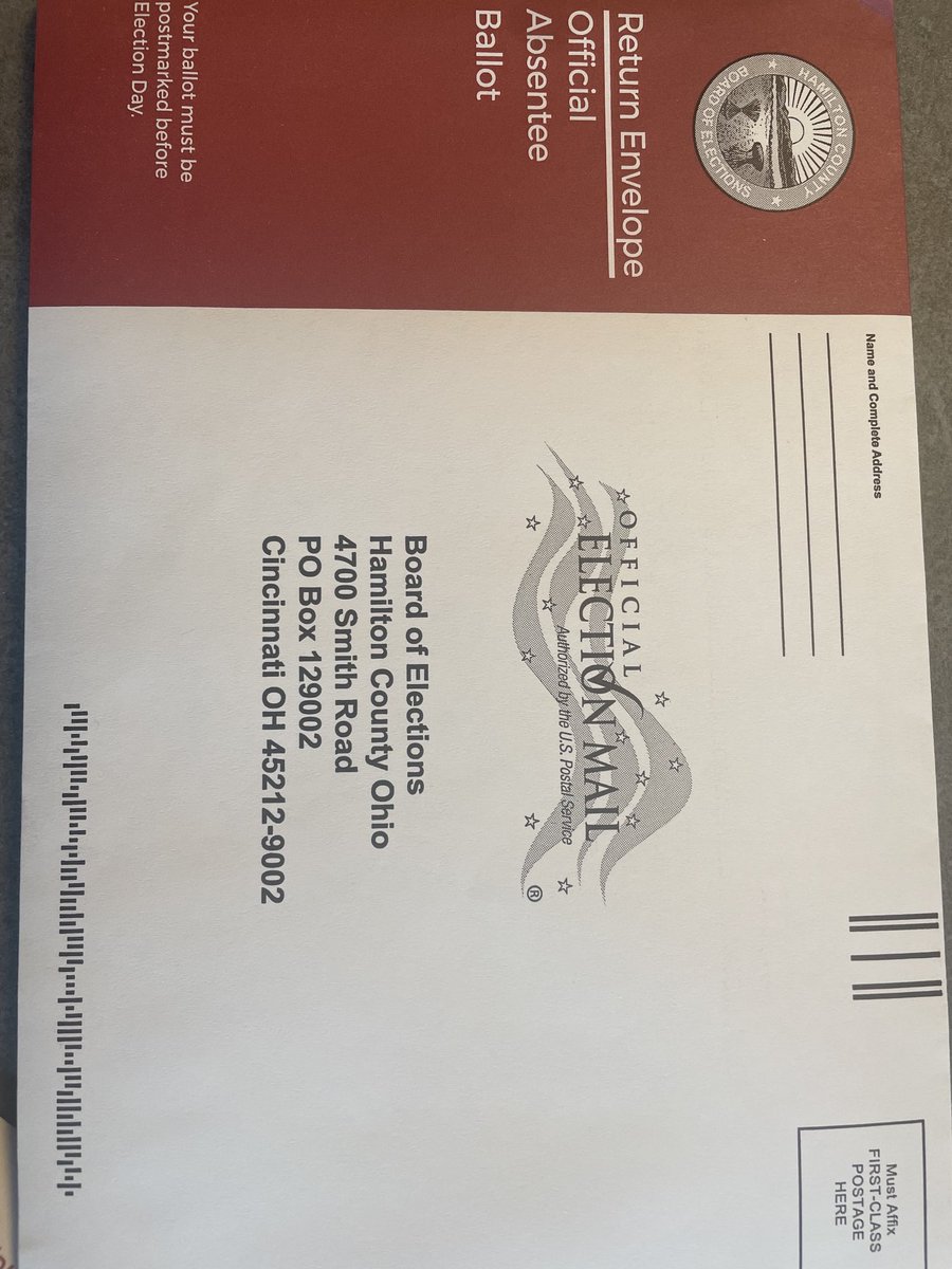 Does this Ohio Absentee Ballot envelope look as if it requires TWO First Class stamps? Well, it does.