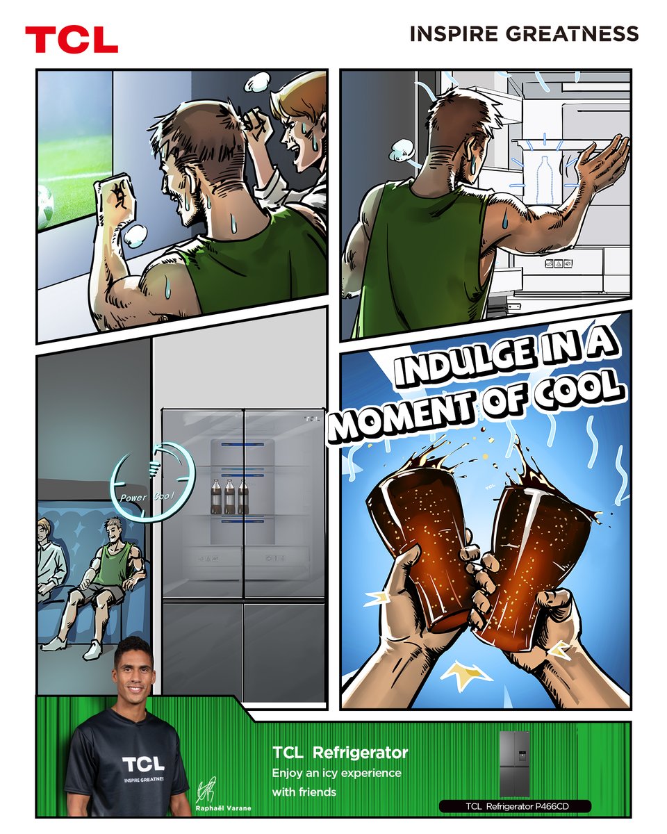 TCL_Global's tweet photo. A cold drink from the fast cooling #P466CD fridge can be the answer to burning problems after cheering. Indulge in a moment of coolness with friends to enjoy the beautiful game! 
🍻 for ⚽！

#GreatShow
#TCLInspireGreatness
#Refrigerator
#TCL https://t.co/BCsjC4p6KX