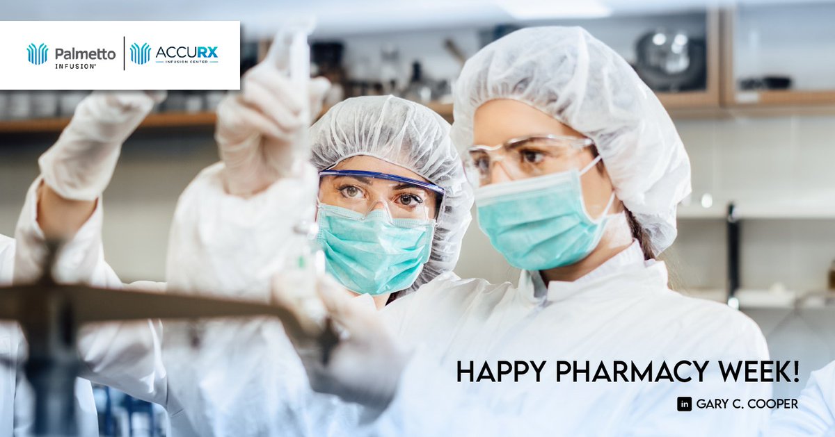 It’s #NationalPharmacyWeek &amp; I want to celebrate the pharmacists &amp; technicians who are part of our #healthcare community across the country. 

I’d like to thank our #pharmacists &amp; technicians at <a href="/PalmettoInfusio/">Palmetto Infusion</a> Services &amp; elsewhere for making our industry one we can be proud of.
