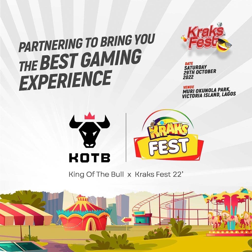 kingofthebull's tweet photo. We said the bull was coming to a location nearest to you and we weren’t joking!
Annoucing our next stop 👇🏿 
 KRAKS FEST 
October 29th 
Muri Okunola
-
Get your tickets to #kraksfest today and stand the chance to win N50,000 and be the next #KingOfTheBull 
#KOTB https://t.co/8TRjvxNkCh