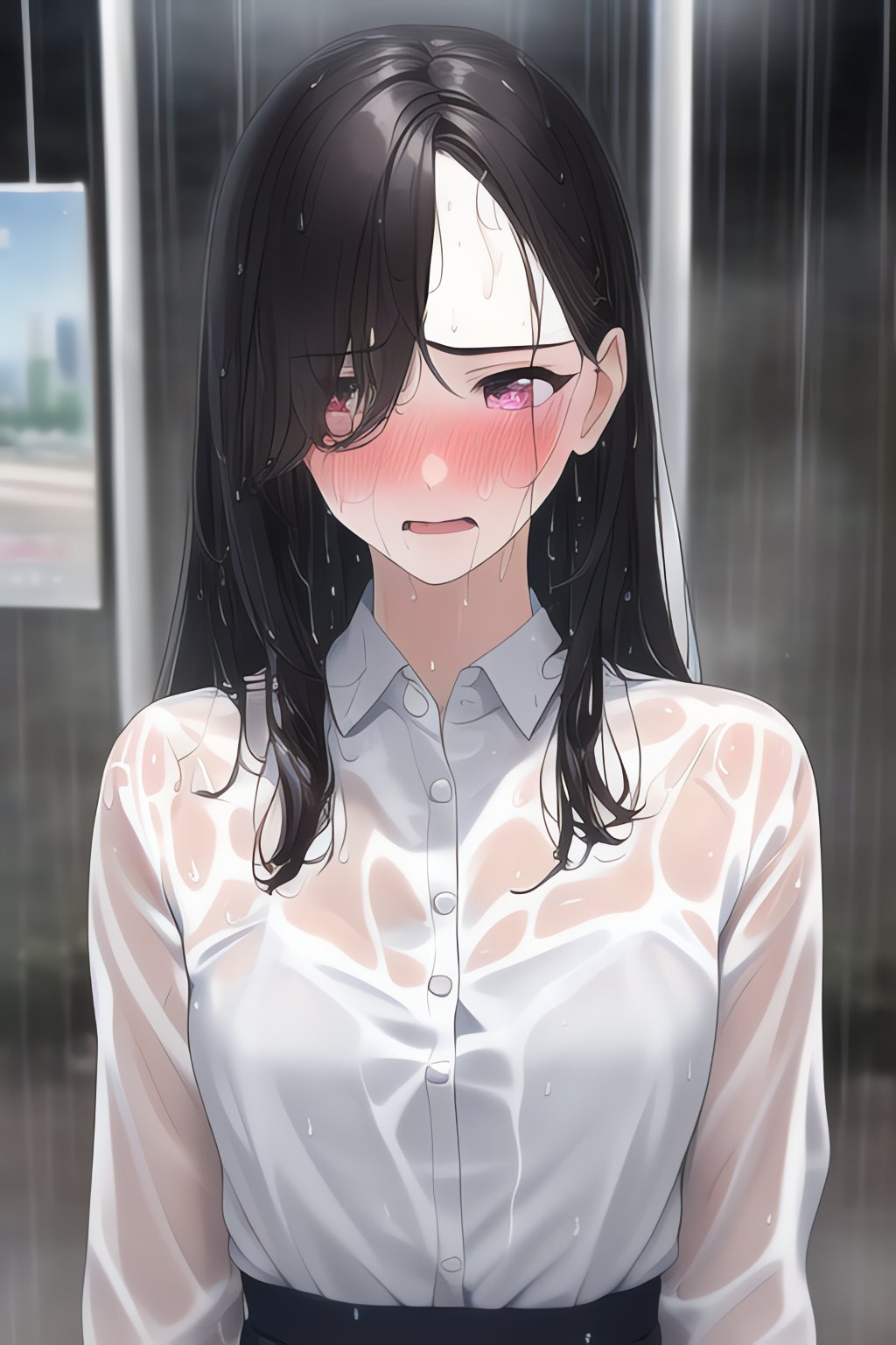 女子高生 透けブラ / X