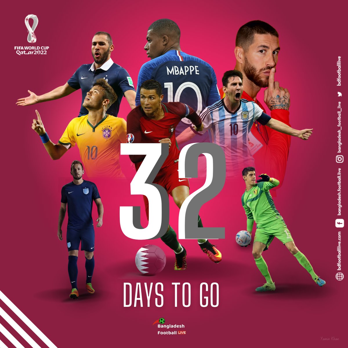 bdfootball_live's tweet photo. 3⃣2⃣ DAYS TO GO!

FIFA World Cup 2022 🏆

The countdown to Qatar 🇧🇭 starts now

#BFLWCFEST | #FWC22 | https://t.co/TwDDVDfMit
