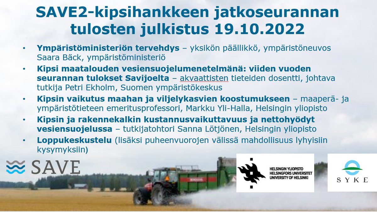 savekipsihanke's tweet photo. Poimintoja tämänaamuisesta SAVE2-kipsihankkeen monivuotisen seurannan ja tutkimustulosten sekä hankeraportin julkaisutilaisuudesta @SYKEinfo #kipsi #kipsipilotti #maatalous #vesiensuojelu #fosfori https://t.co/EyvZgvYQ8M