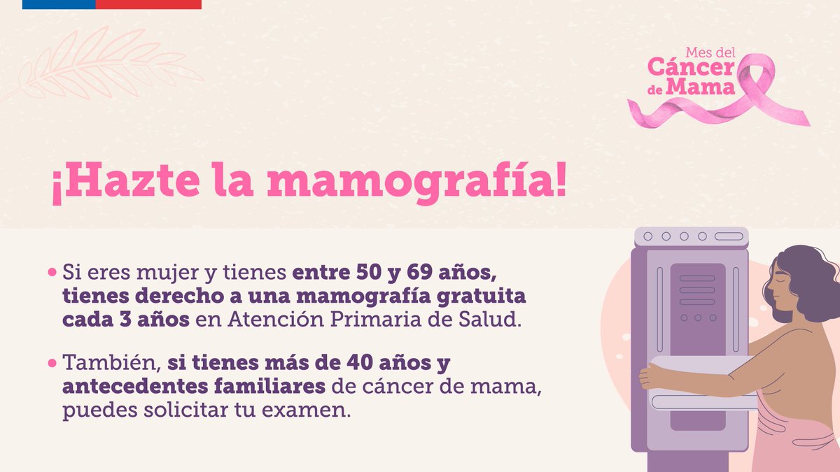 SeremiSaludM's tweet photo. Hoy es el Día Mundial de la Lucha Contra el #CáncerDeMama🎀 oportunidad en que como Seremi de Salud Maule hacemos un llamado a la prevención y detección precoz para un mejor diagnóstico.

#HazteLaMamografía https://t.co/ShNgQWGwu4